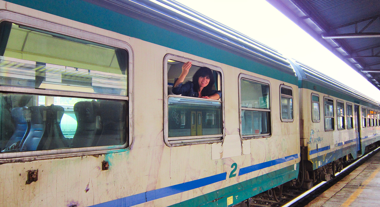 The image of Domodossola railway station and Italian train